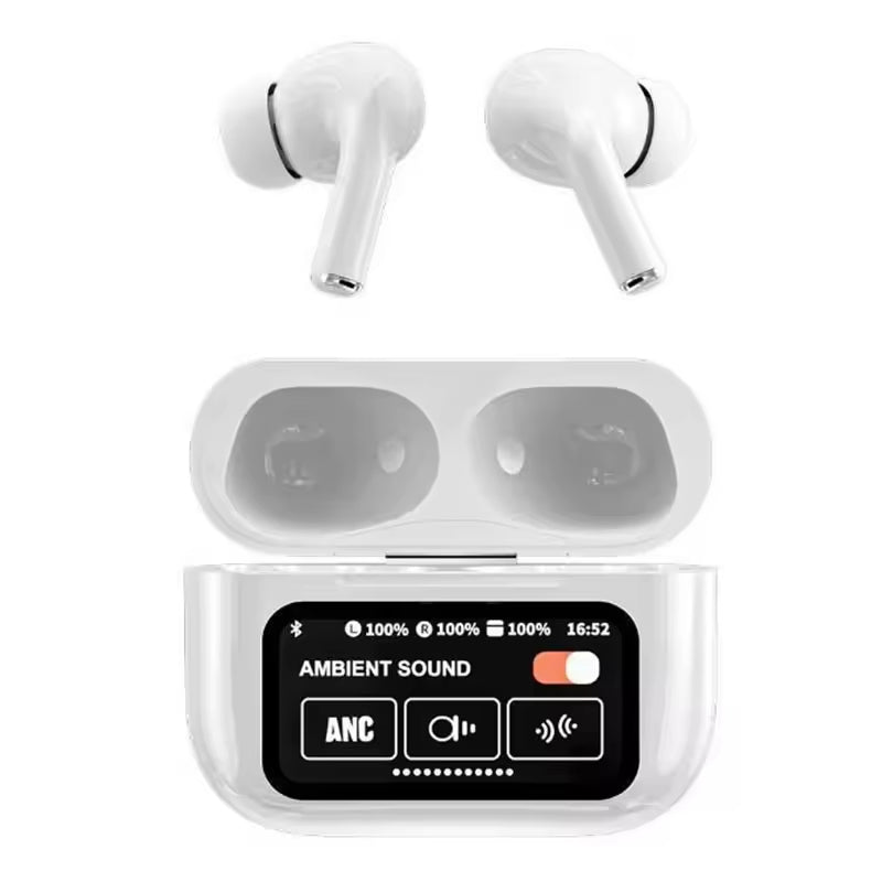 White A9 Pro ANC AirPods with Screen | Bluetooth 5.4