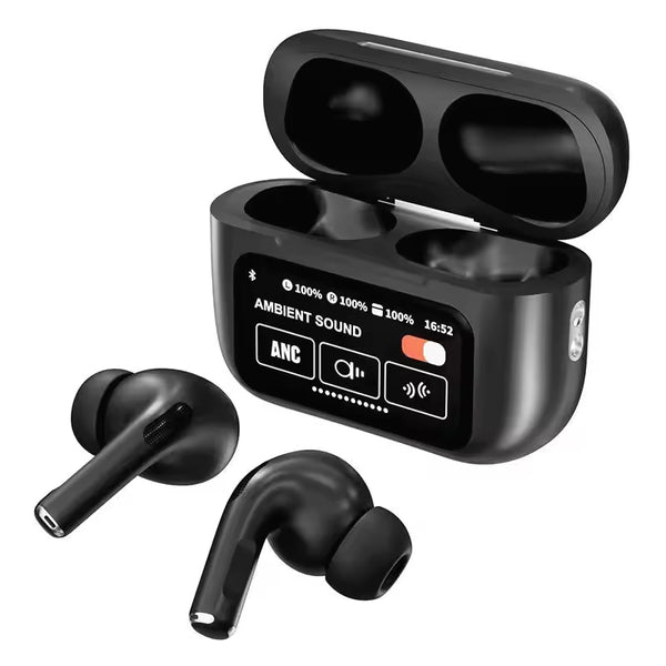 Black A9 Pro ANC AirPods with Screen | Bluetooth 5.4