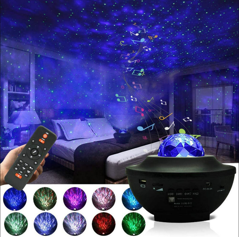 Galaxy Star Projector Lamp with LED Universe Effect & Dual Speakers